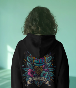 blueberry snowcone hoodie modeled